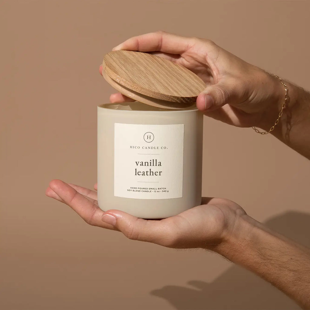 Hico Candle Co.  VANILLA LEATHER - 14oz. Candle