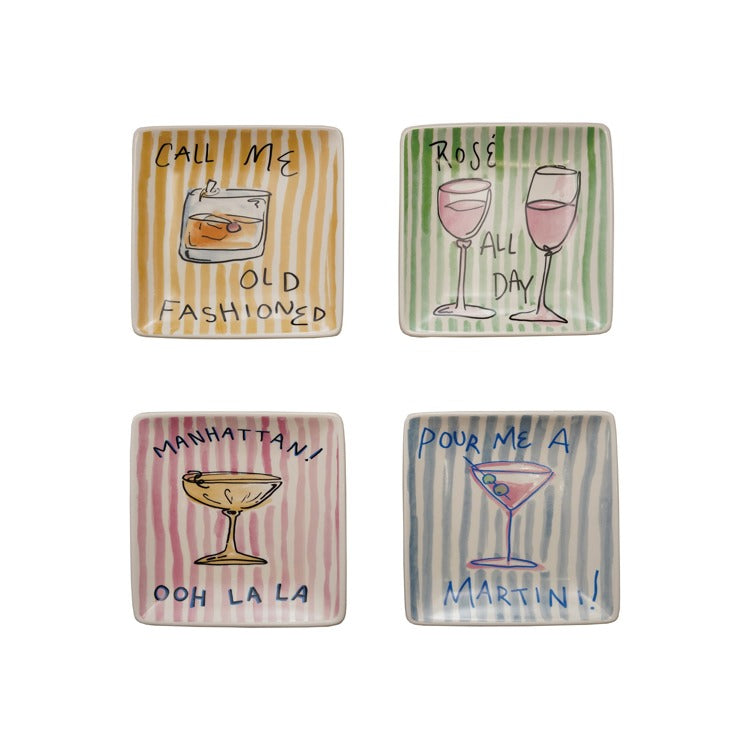 HAZEL MAZEL 5"Sq Stoneware Plate w Saying