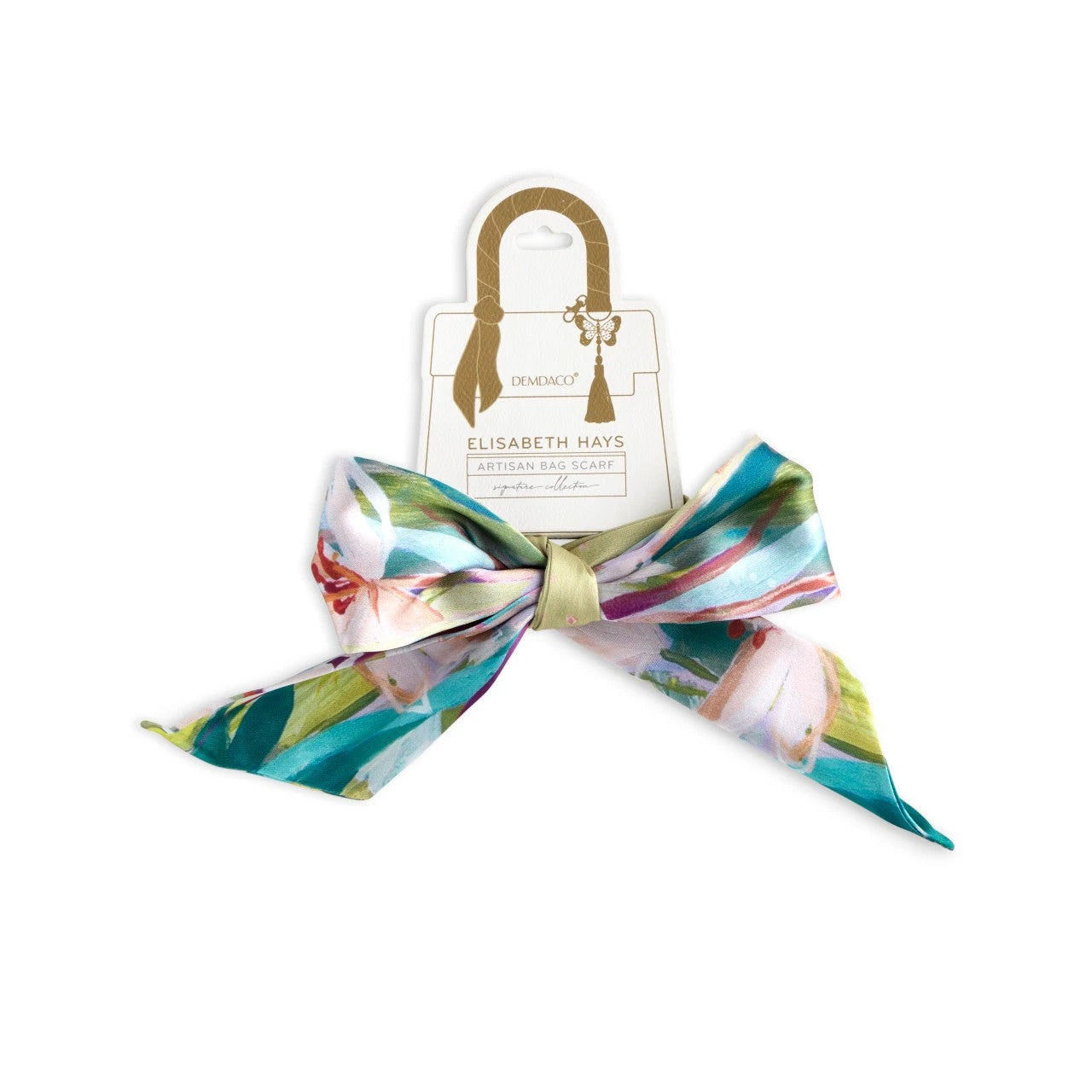 Green Floral Skinny Bag Scarf
