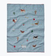 RIFLE PAPER CO. Country Farm Gingham Embroidered  Tea Towel