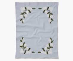 RIFLE PAPER CO. Hydrangea Embroidered Tea Towel