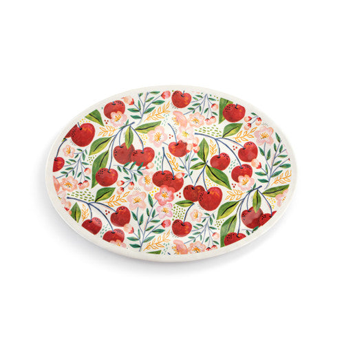 DEMDACO Cherry Bamboo Large Melamine Oval Platter