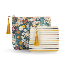 Floral + Stripe Zip Pouches