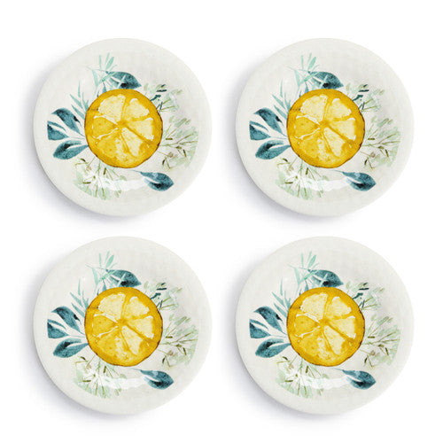 DEMDACO Lemons Melamine Appetizer Plates - Set of 4